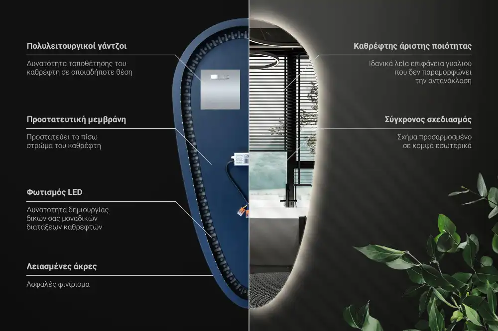 LED ogledalo v obliki kapljice