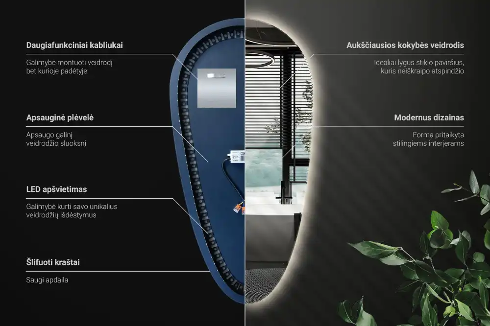 LED ogledalo v obliki kapljice