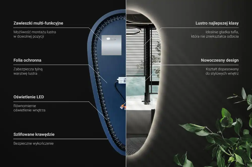 LED ogledalo v obliki kapljice