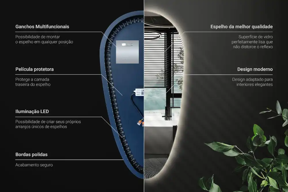 LED ogledalo v obliki kapljice