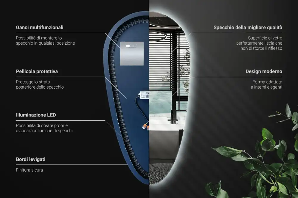 LED ogledalo v obliki kapljice