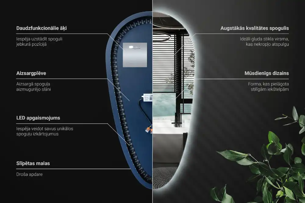 LED ogledalo v obliki kapljice
