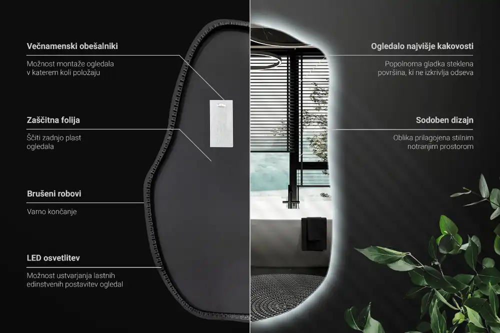 Led ogledalo nepravilna oblika minimalistično