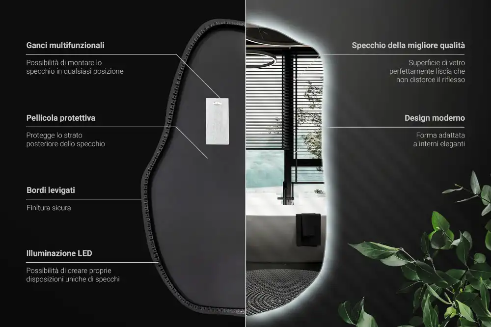 Led ogledalo nepravilna oblika minimalistično