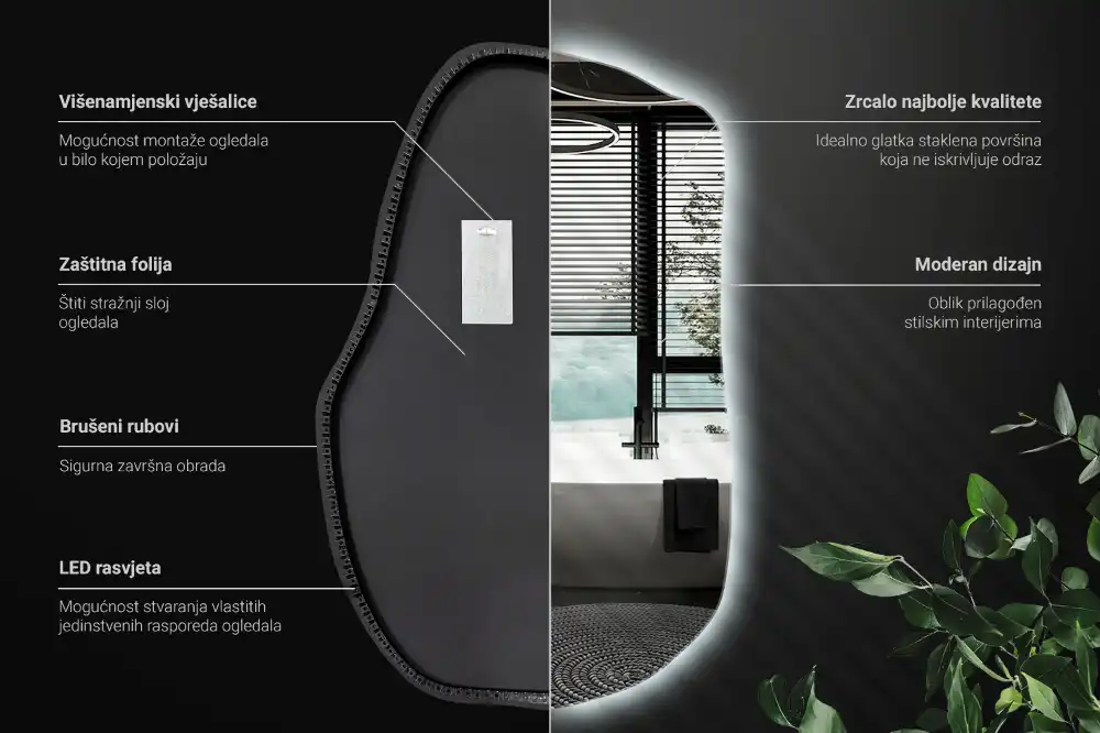 Led ogledalo nepravilna oblika minimalistično