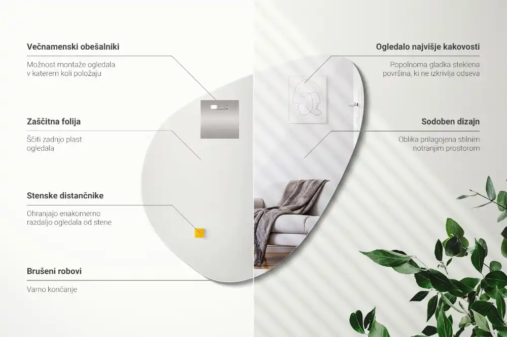 Asimetrično ogledalo brez okvirja