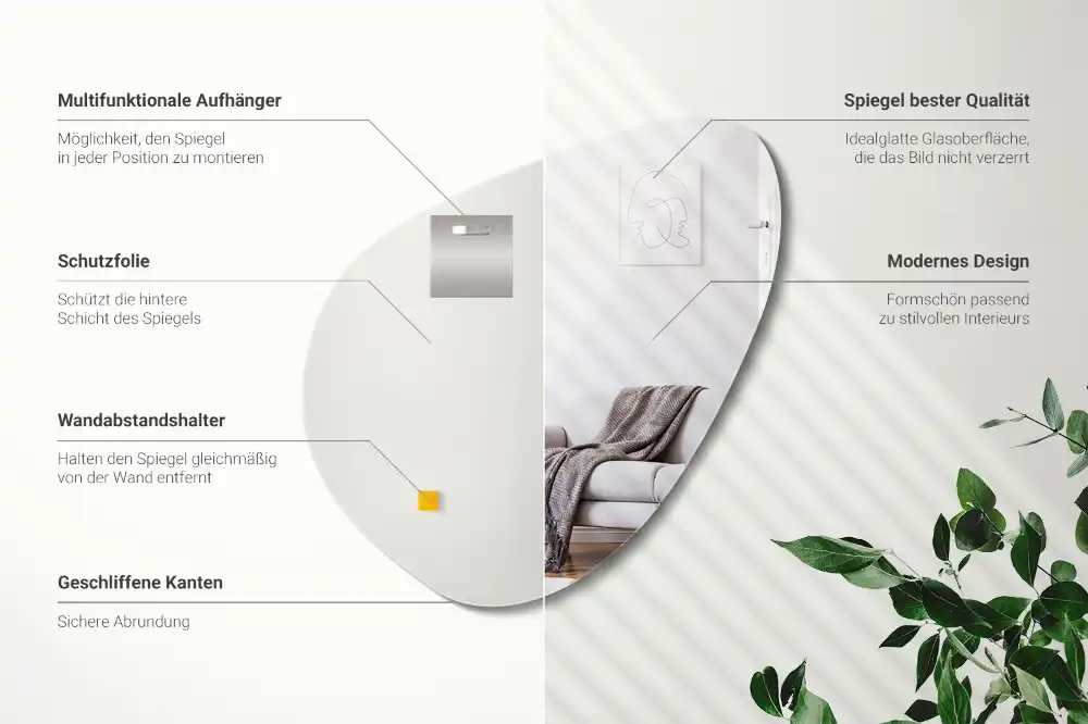 Asimetrično ogledalo brez okvirja