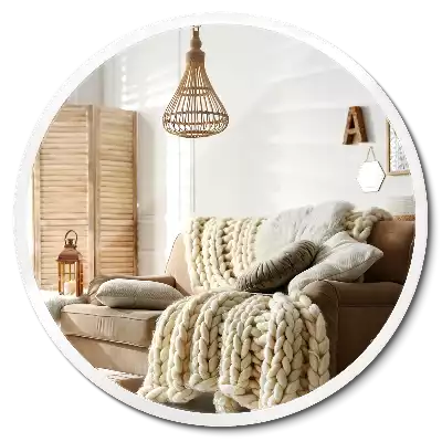 Okroglo ogledalo z belo okvirjem