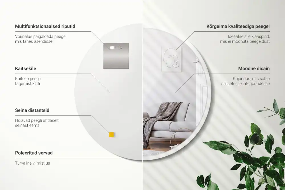 Okroglo ogledalo z belo okvirjem