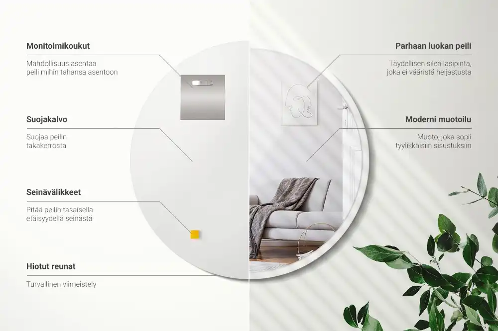 Okroglo ogledalo z belo okvirjem