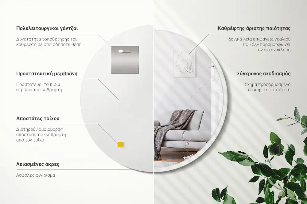 Okroglo ogledalo z belo okvirjem