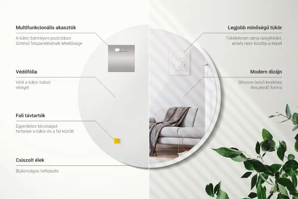 Okroglo ogledalo z belo okvirjem