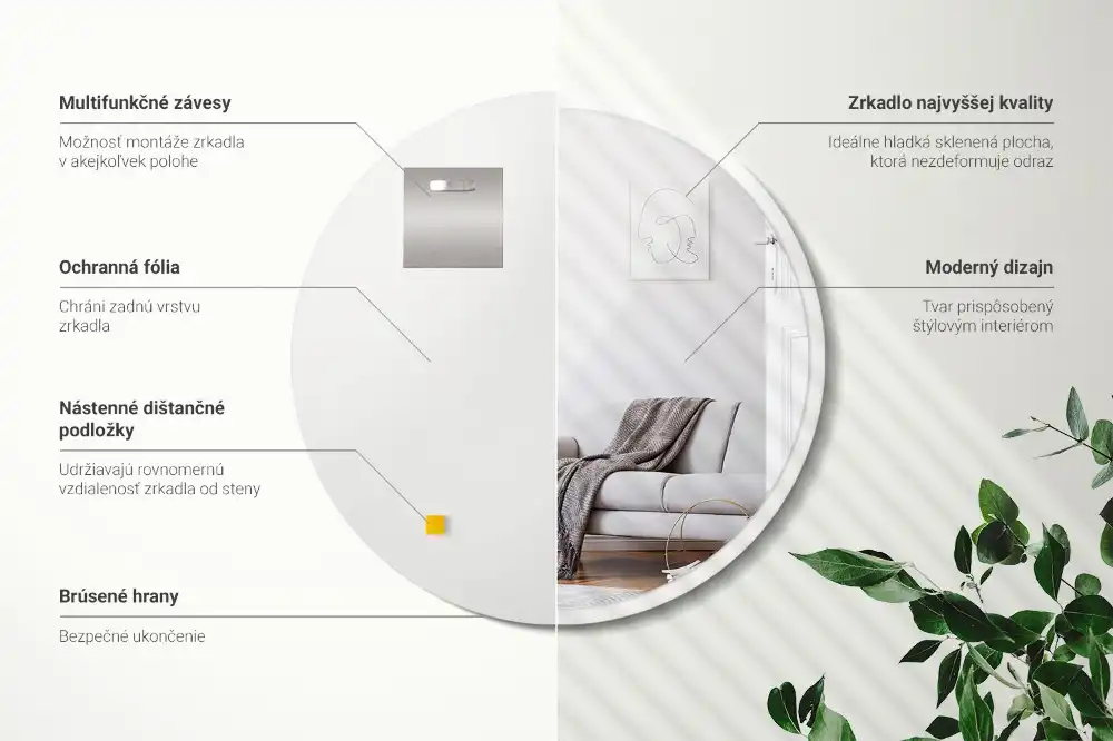 Okroglo ogledalo z belo okvirjem