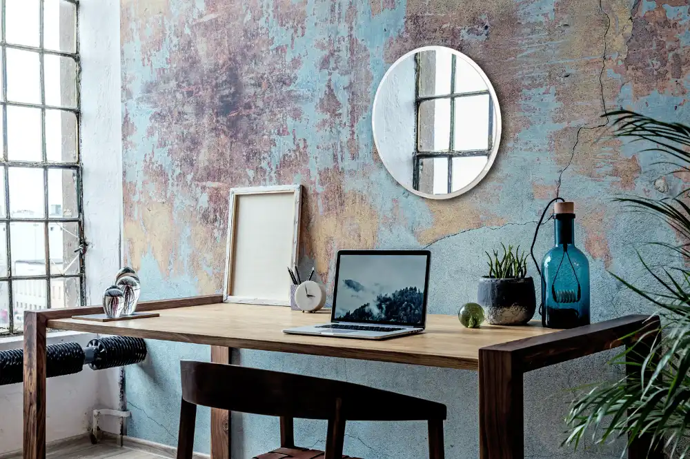 Okroglo ogledalo z belo okvirjem