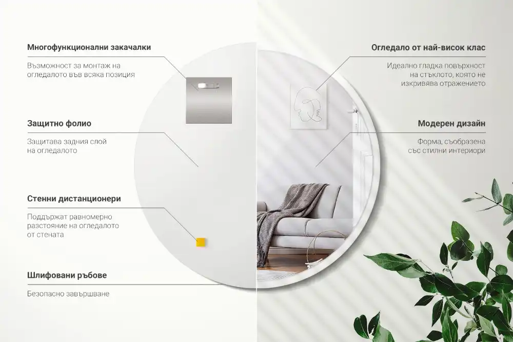 Okroglo ogledalo z belo okvirjem