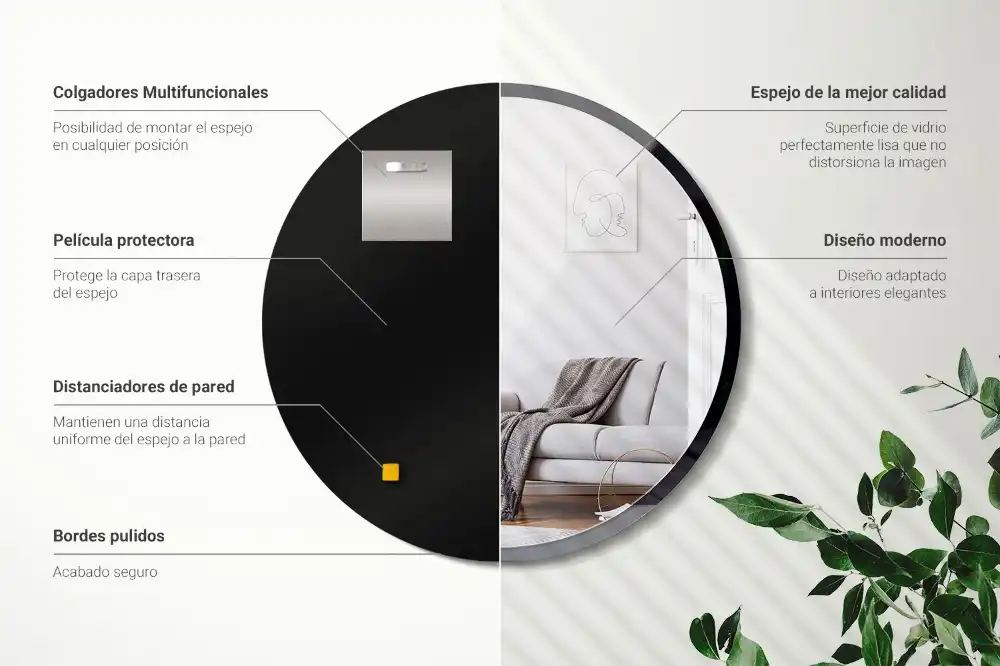 Okroglo ogledalo s črnim okvirjem