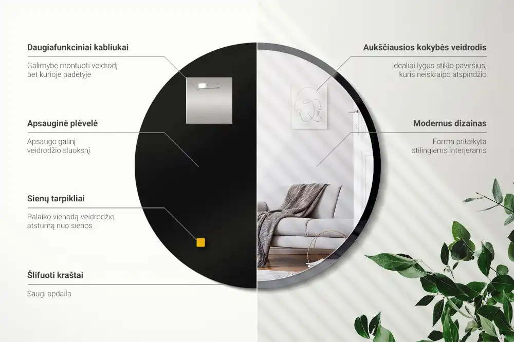 Okroglo ogledalo s črnim okvirjem