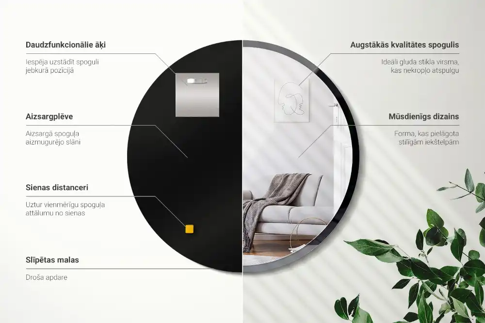 Okroglo ogledalo s črnim okvirjem