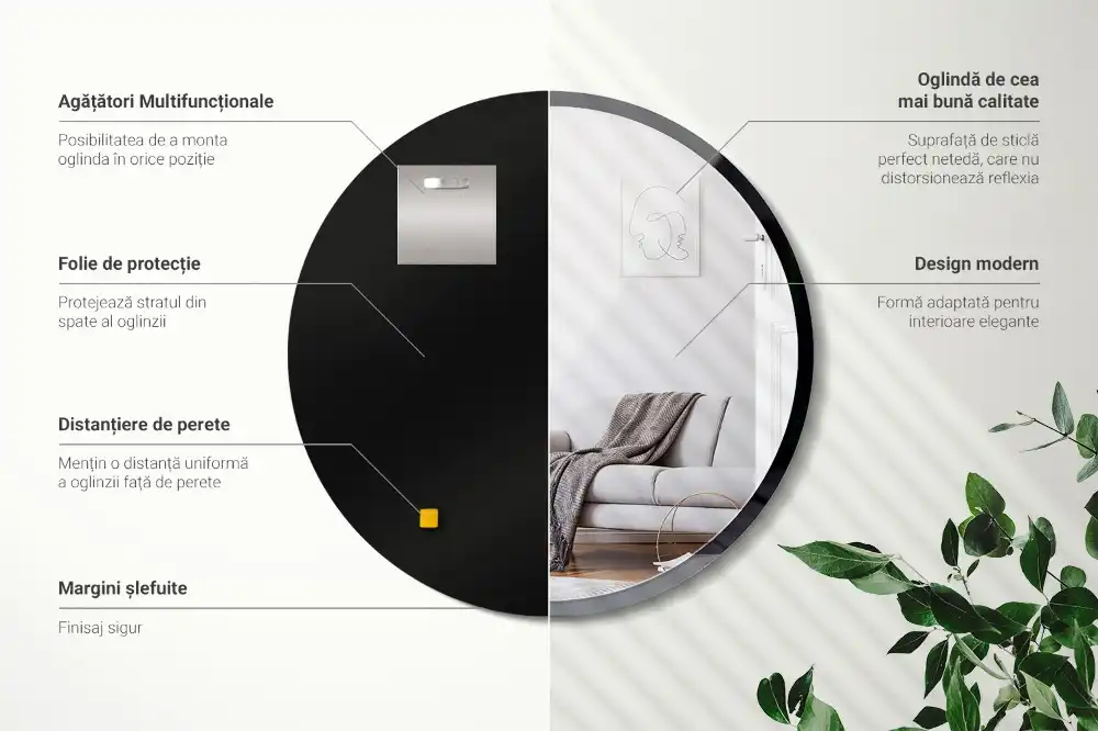 Okroglo ogledalo s črnim okvirjem