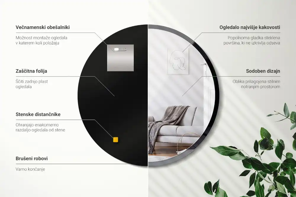 Okroglo ogledalo s črnim okvirjem