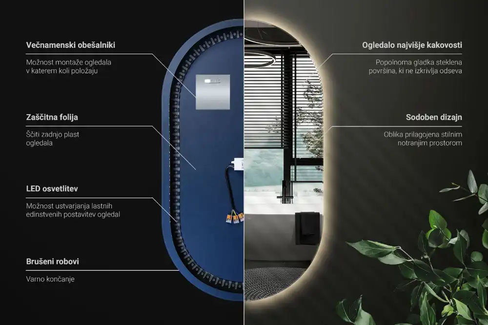 Ovalno ogledalo z led osvetlitvijo