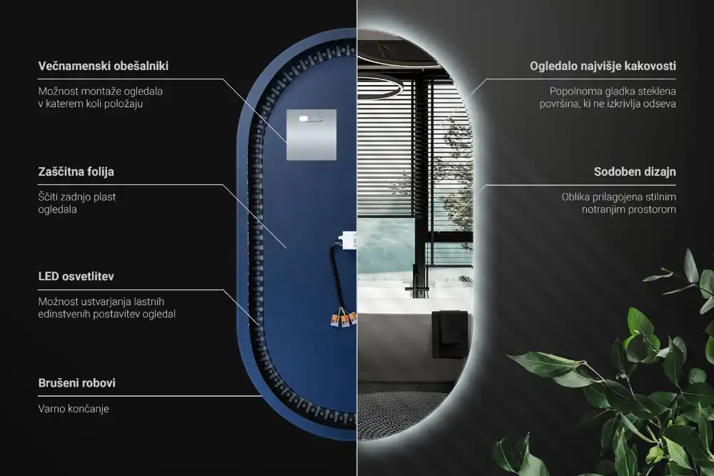 Ovalno ogledalo z led osvetlitvijo