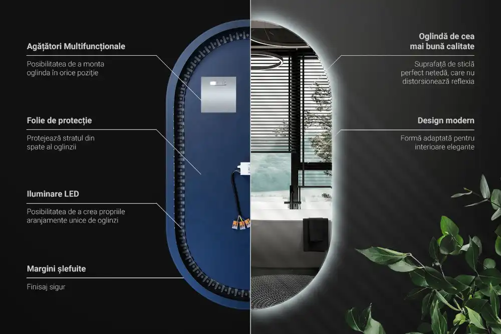 Ovalno ogledalo z led osvetlitvijo