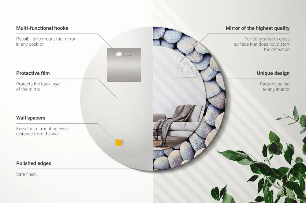 Tiskano okroglo ogledalo Krog morskih kamnov