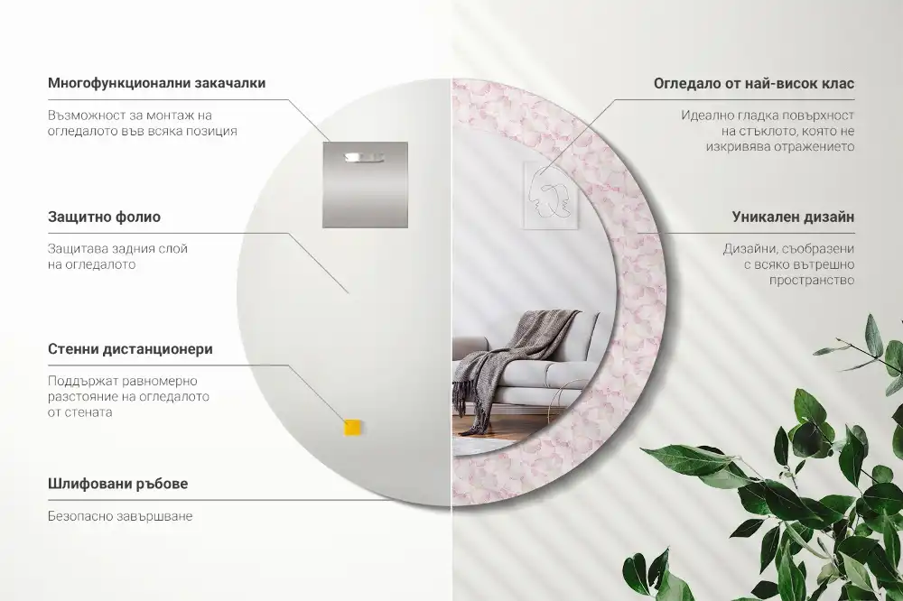 Okroglo okrasno ogledalo Cvetni listi