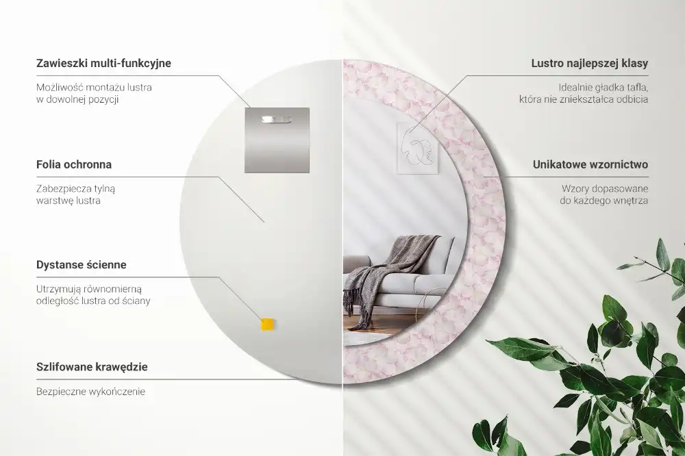 Okroglo okrasno ogledalo Cvetni listi