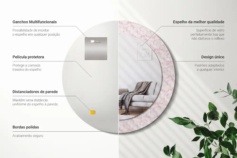 Okroglo okrasno ogledalo Cvetni listi