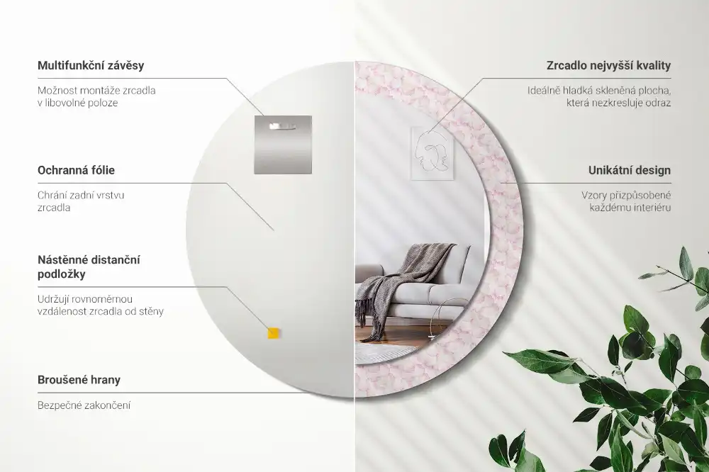 Okroglo okrasno ogledalo Cvetni listi