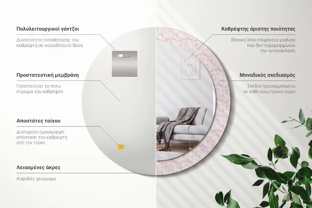 Okroglo okrasno ogledalo Cvetni listi