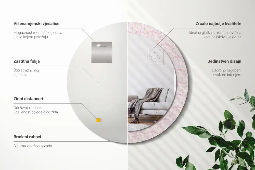 Okroglo okrasno ogledalo Cvetni listi