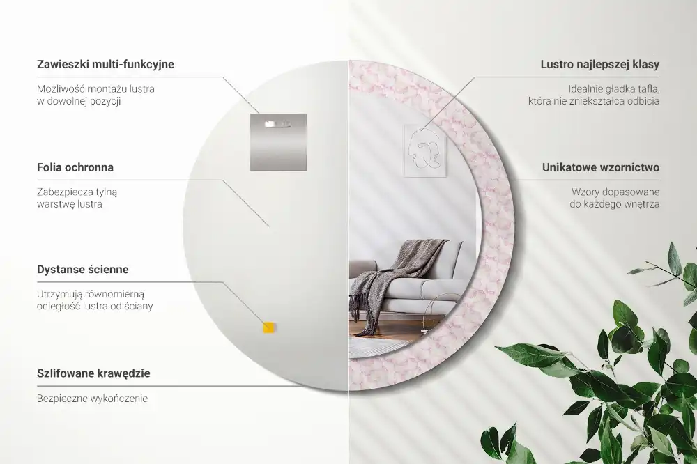 Okroglo okrasno ogledalo Cvetni listi