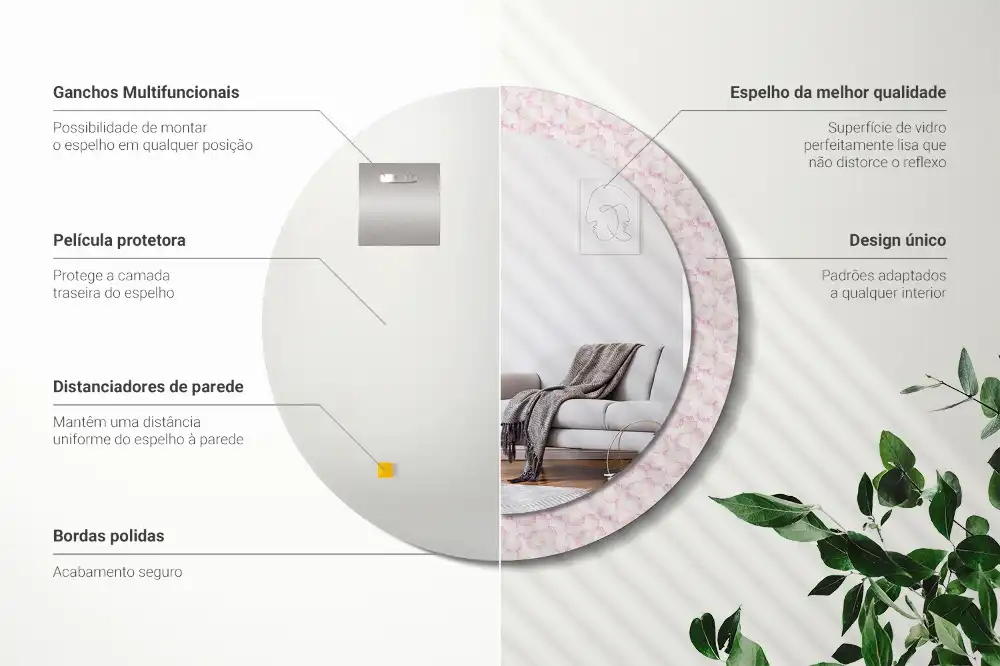 Okroglo okrasno ogledalo Cvetni listi