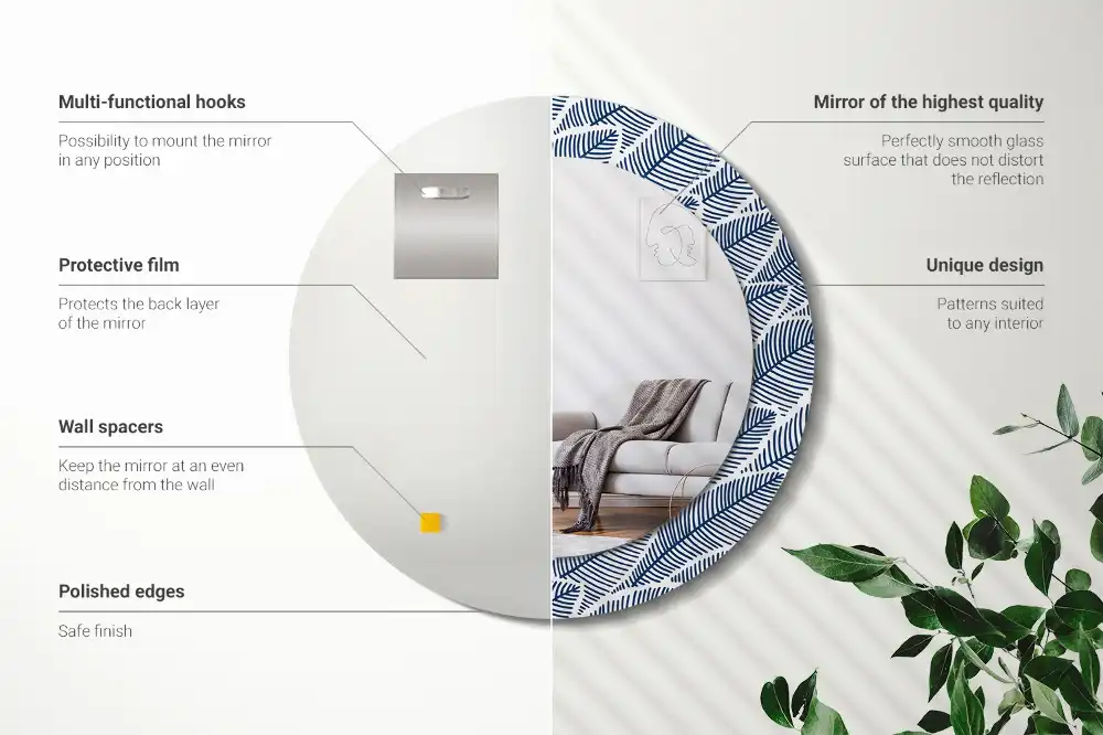 Okroglo okrasno ogledalo Listi