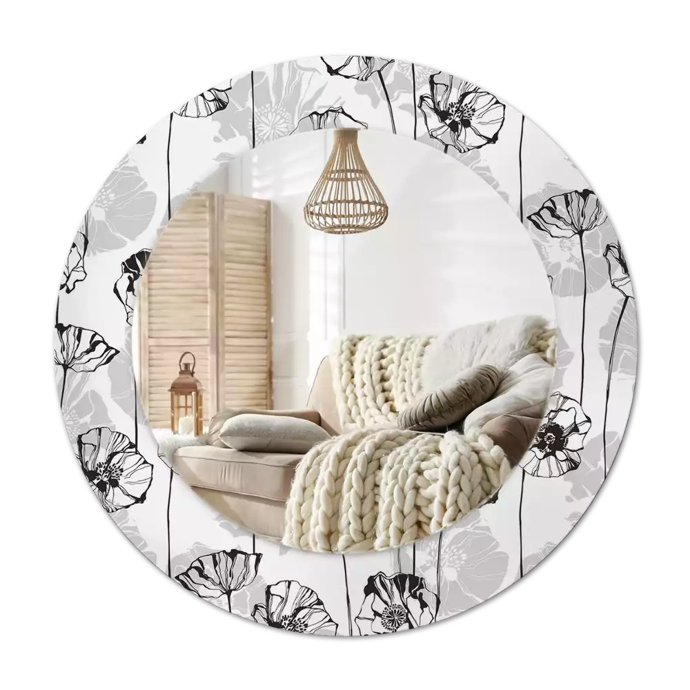 Okroglo stensko okrasno ogledalo Makov cvet