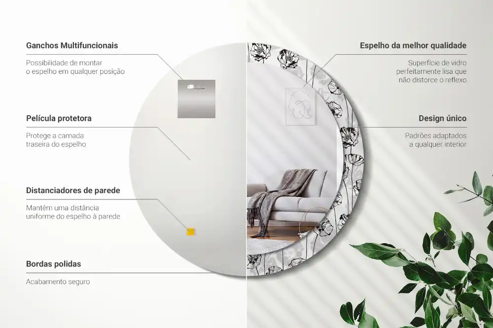 Okroglo stensko okrasno ogledalo Makov cvet