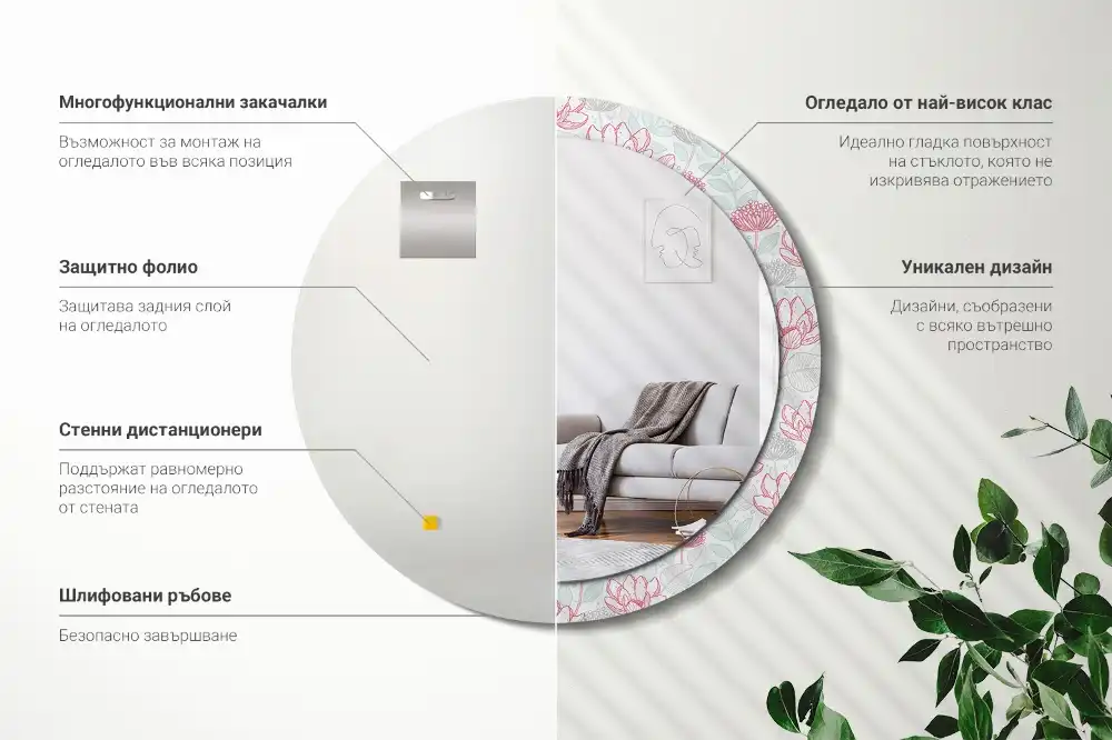 Okroglo okrasno ogledalo Rože