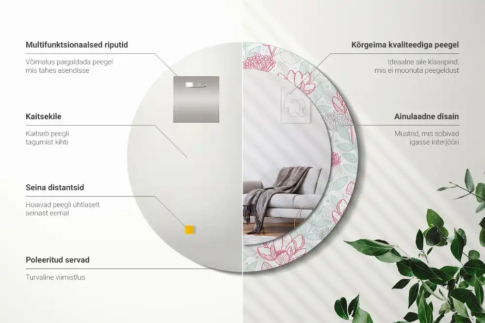 Okroglo okrasno ogledalo Rože