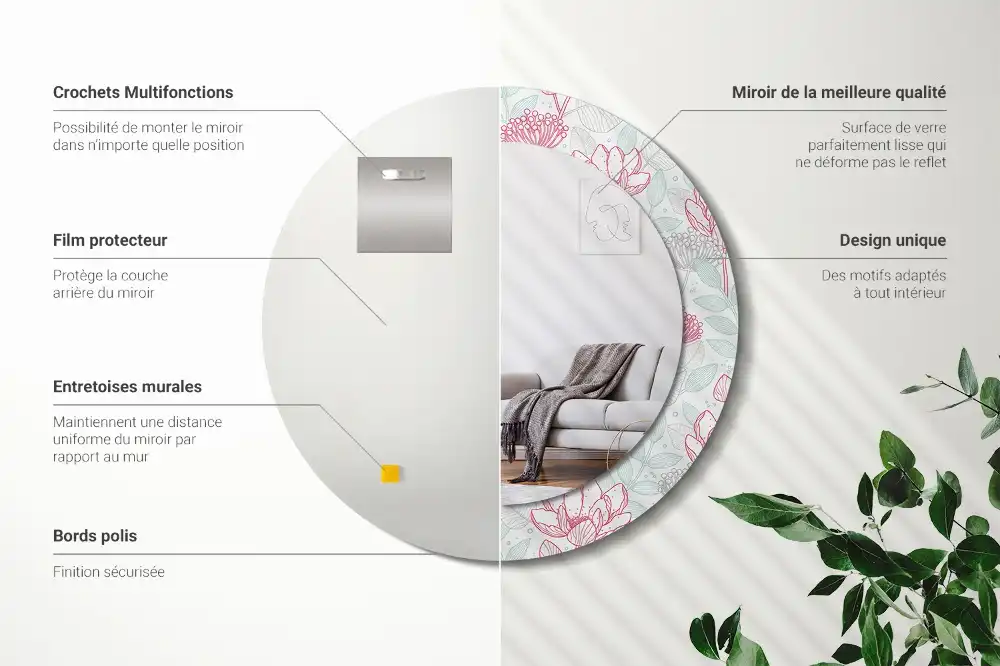 Okroglo okrasno ogledalo Rože