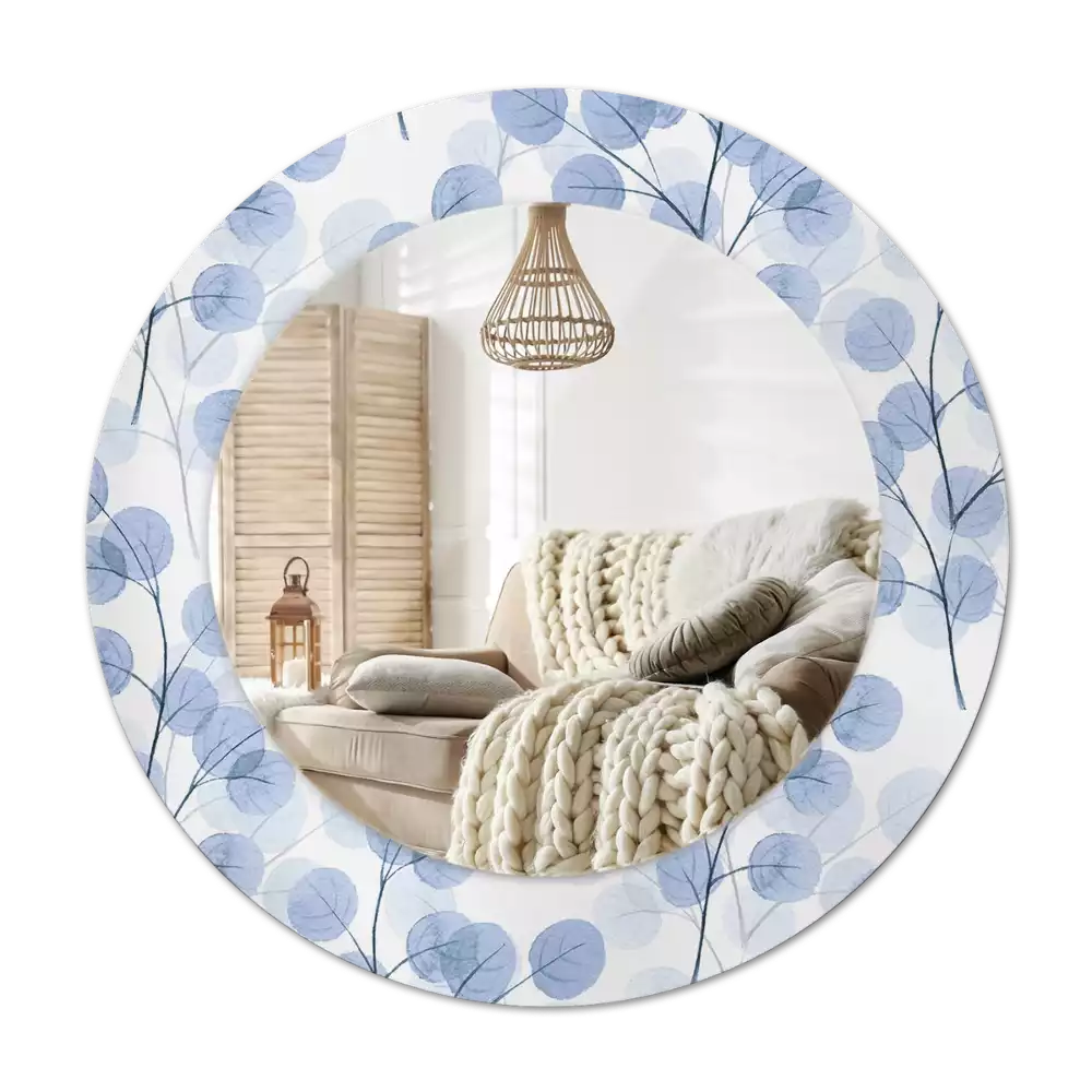 Okroglo stensko okrasno ogledalo Veje in listi