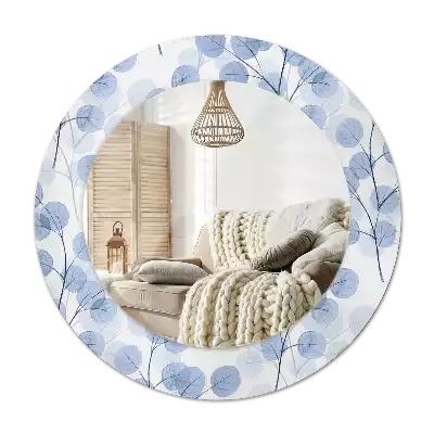 Okroglo stensko okrasno ogledalo Veje in listi