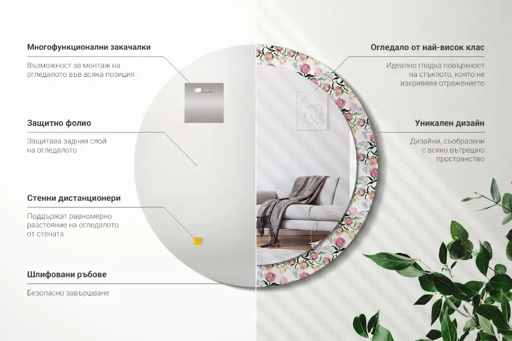 Okroglo okrasno ogledalo Popki potonike