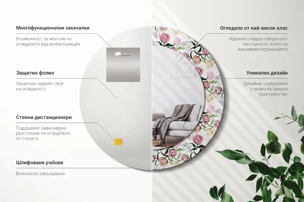 Okroglo okrasno ogledalo Popki potonike