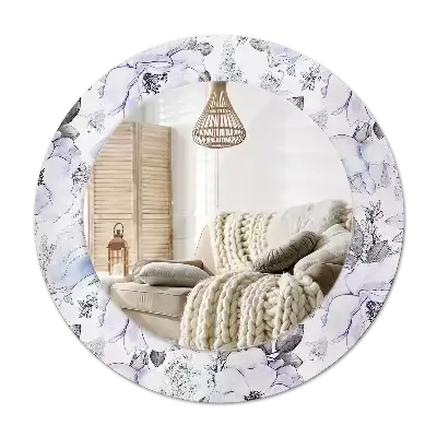 Okroglo stensko okrasno ogledalo Modre vrtnice