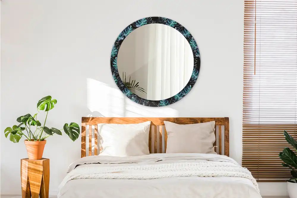 Tiskano okroglo ogledalo Eksotični listi