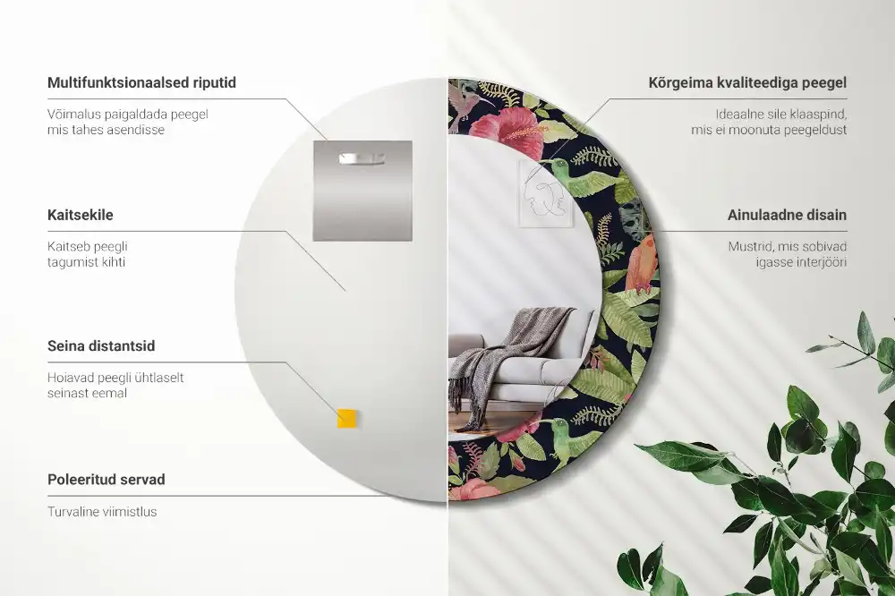 Okroglo okrasno ogledalo Cvetovi hibiskusa