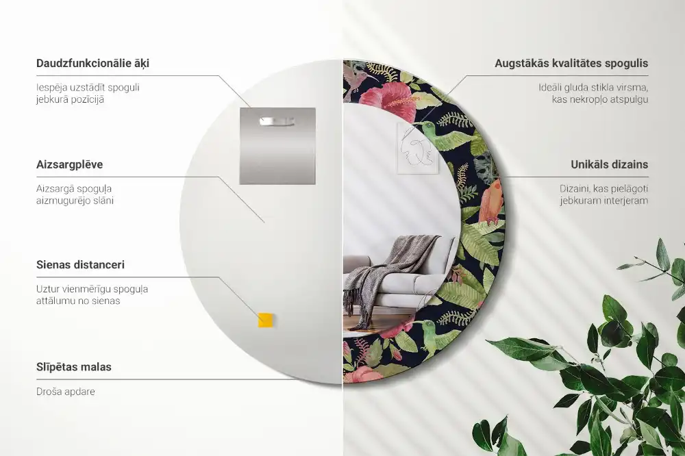 Okroglo okrasno ogledalo Cvetovi hibiskusa